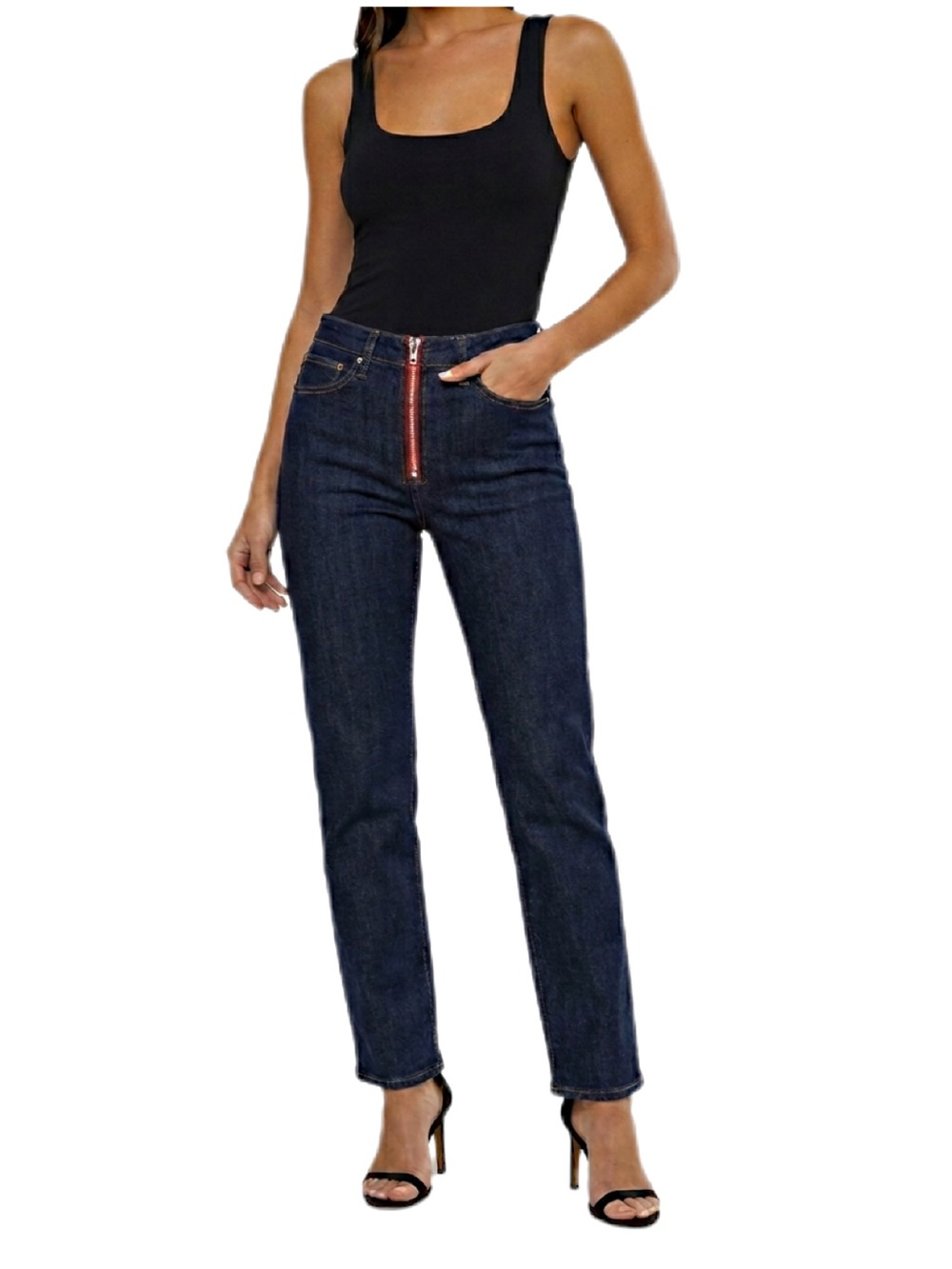 Rag and Bone High Rise Nina Cigarette Jeans Red Zipper Size 24